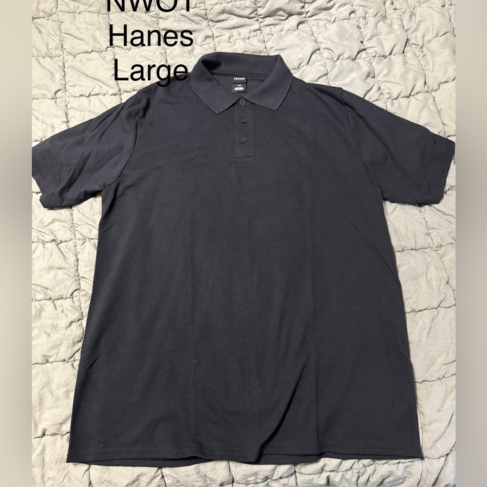 NWOT Hanes Charcoal Polo Shirt